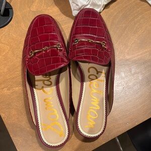 Sam Edelman Red Crocodile Flats with Horsebit Detail